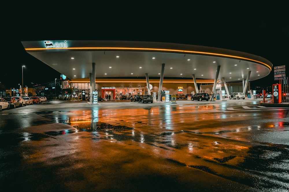 gasoline station during nighttime