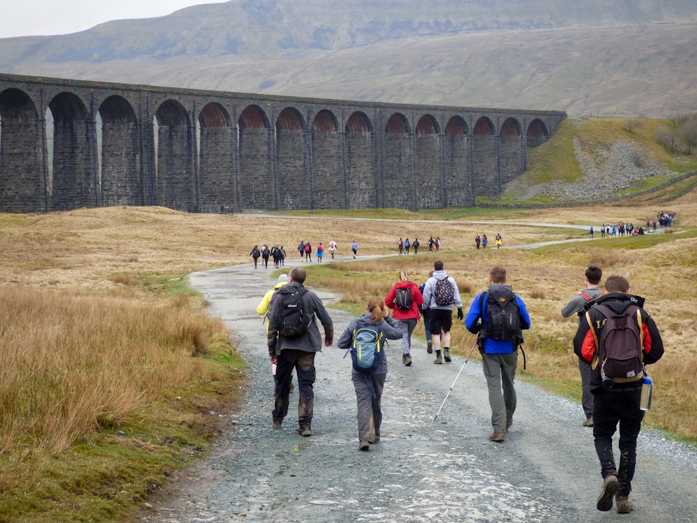 people walking near gray concrete bridge during daytime