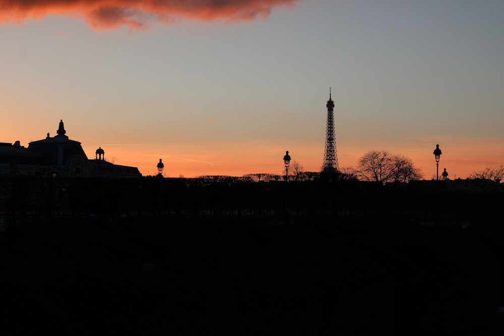 silhouette of tower photography