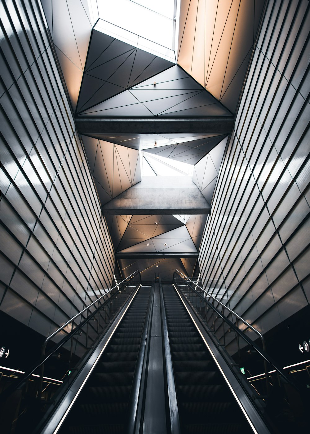 empty gray escalator