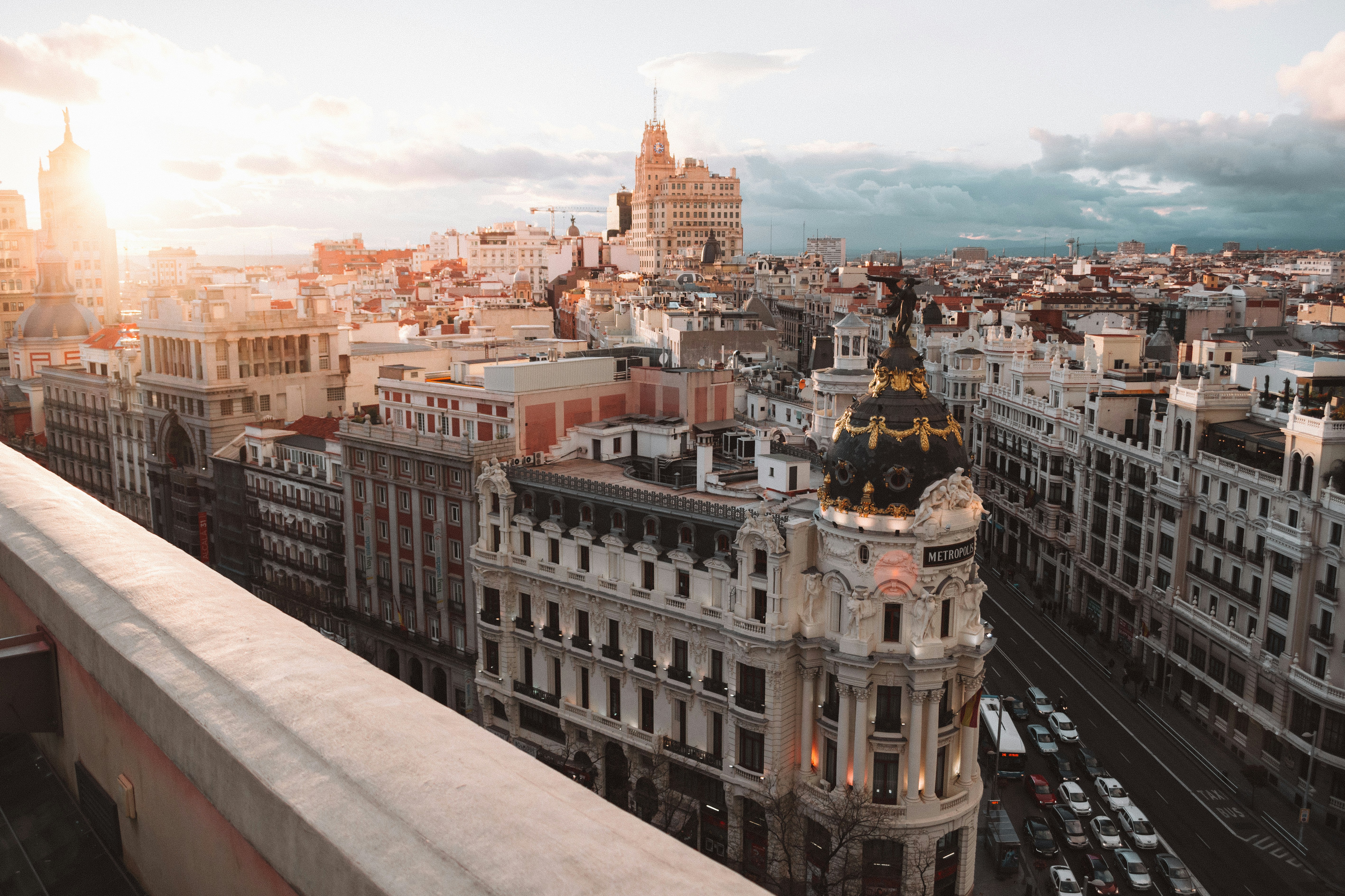 View of Madrid during the sunset