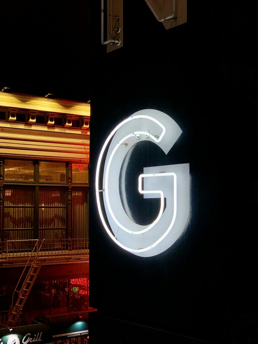 blue G LED signage