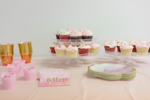 Chic baby shower scene with pastel decorations and delicate floral centerpieces