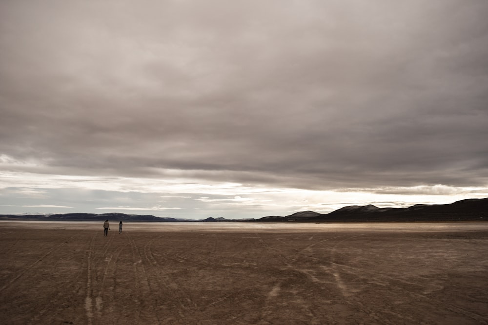 people walking on brown field