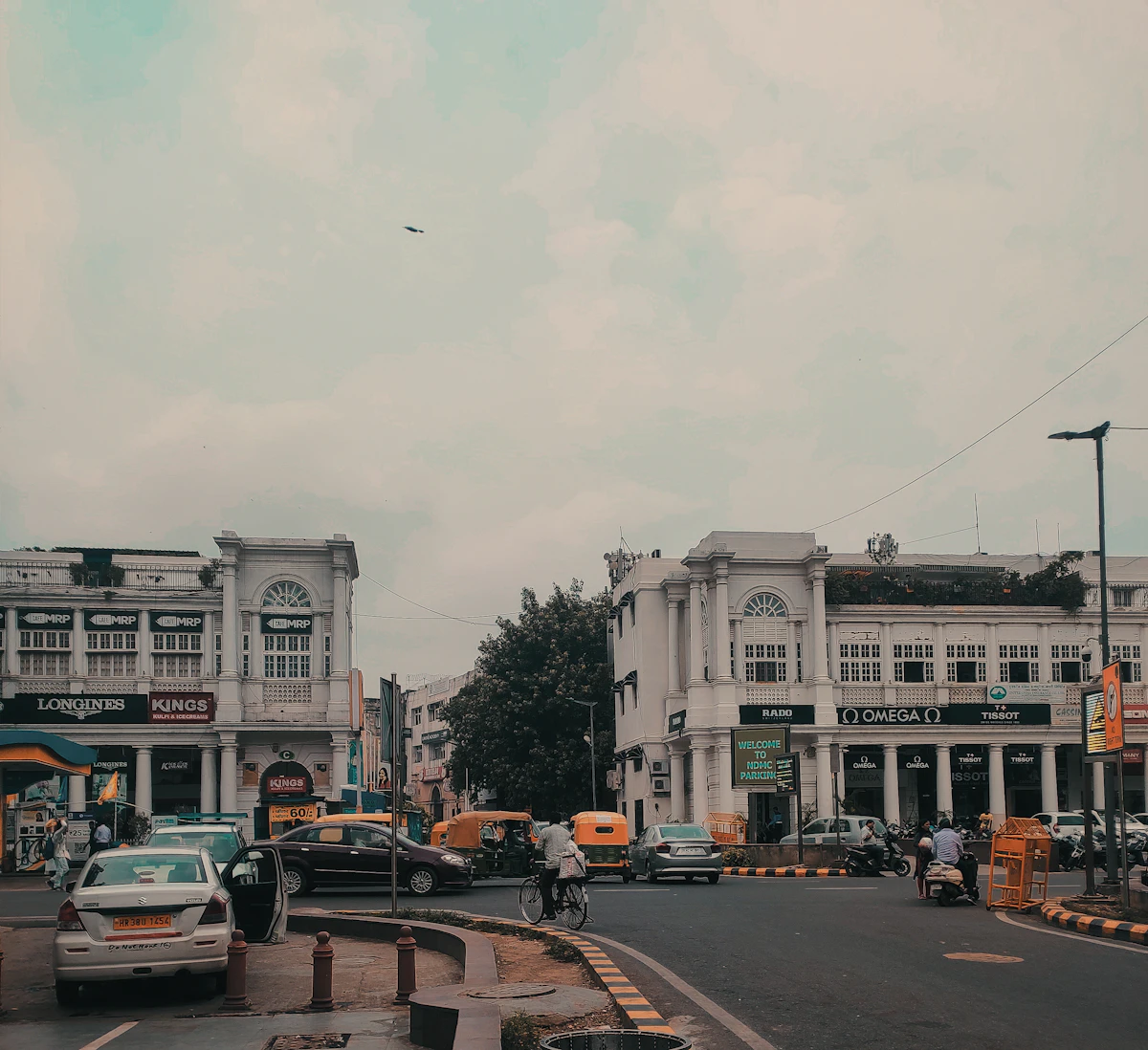 A busy street scene in New Delhi, India