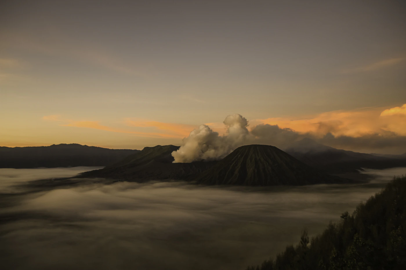 Mount Bromo at sunrise in East Java, Indonesia