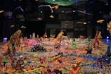 A whimsical installation featuring oversized dice.