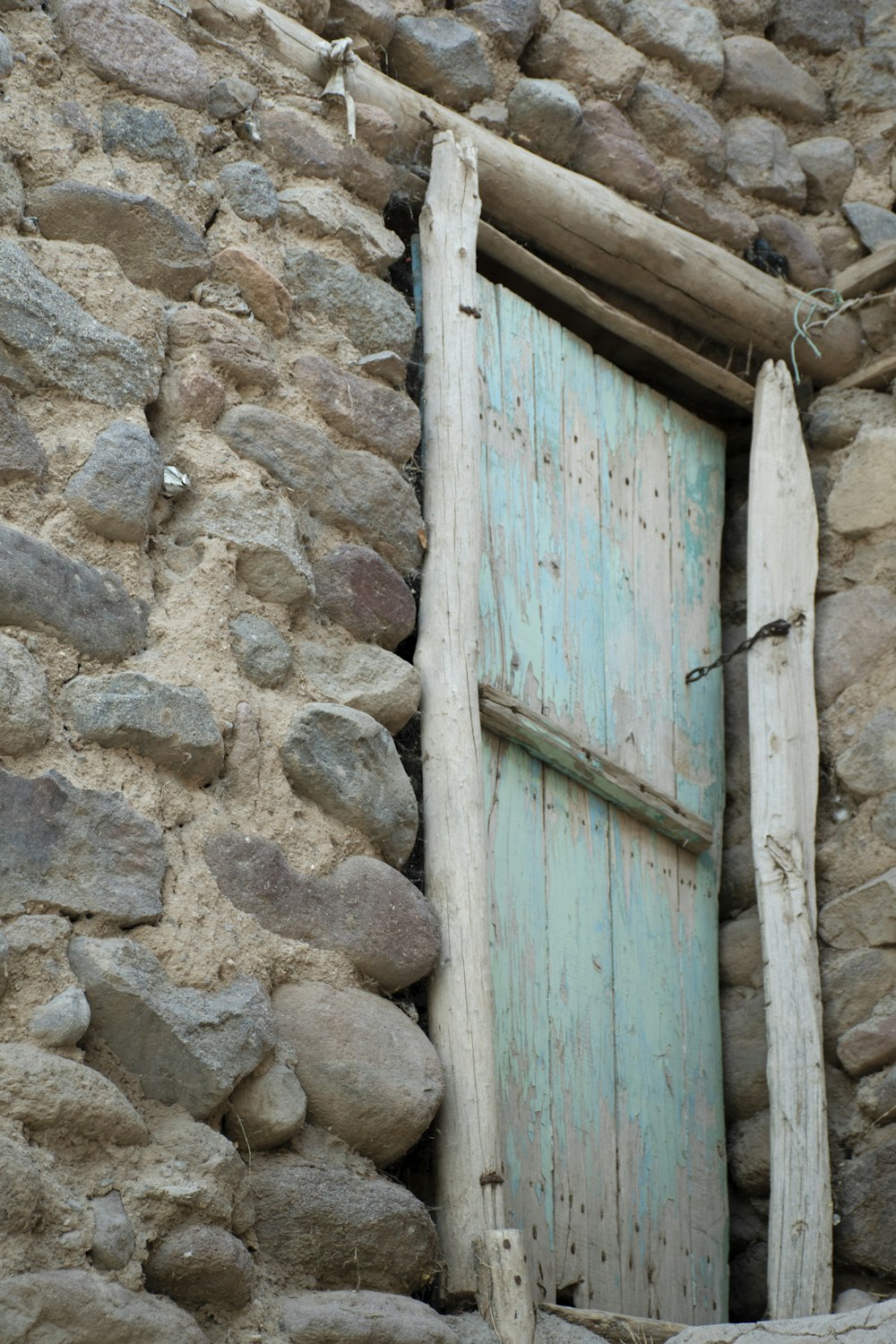 blue and white wooden door