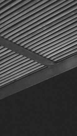 a black and white photo of a building roof