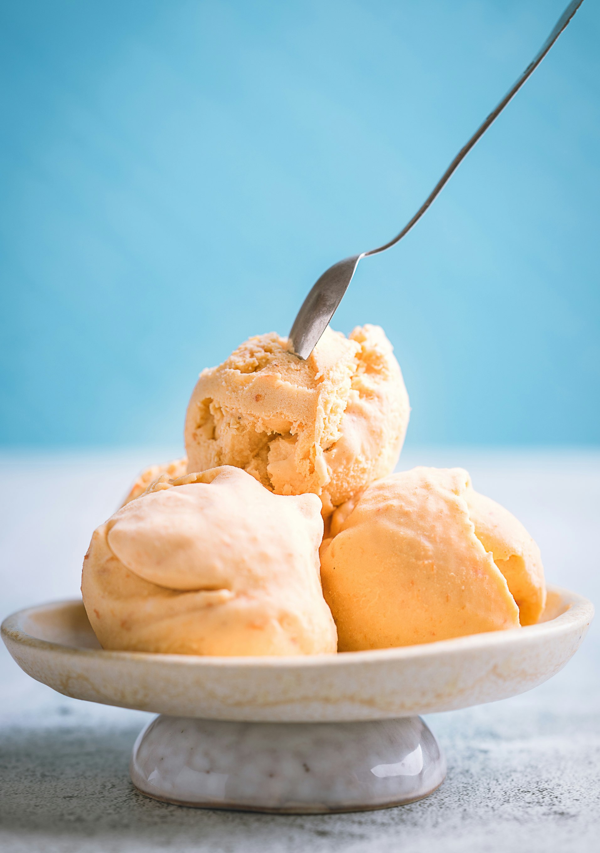 Vegan banana and apricot ice cream balls