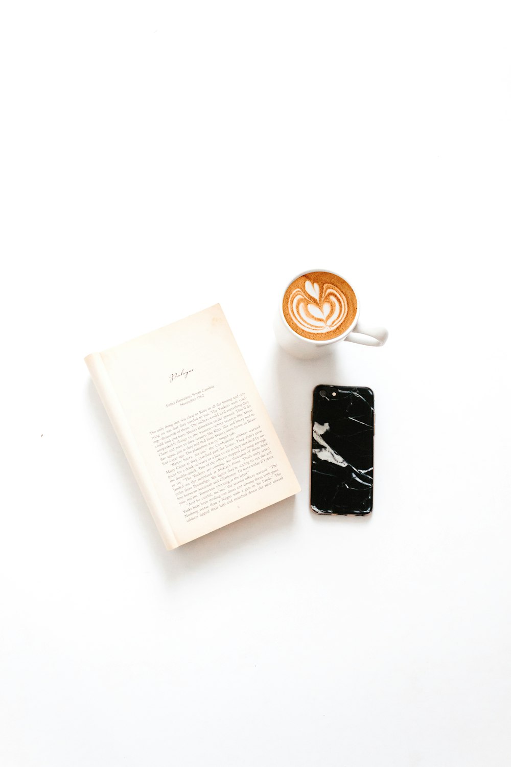 book, coffee and Android smartphone