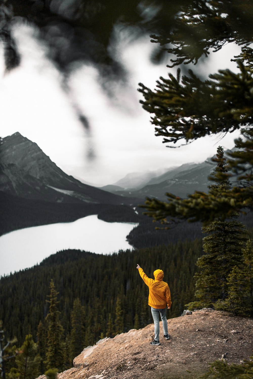 a person standing on top of a mountain