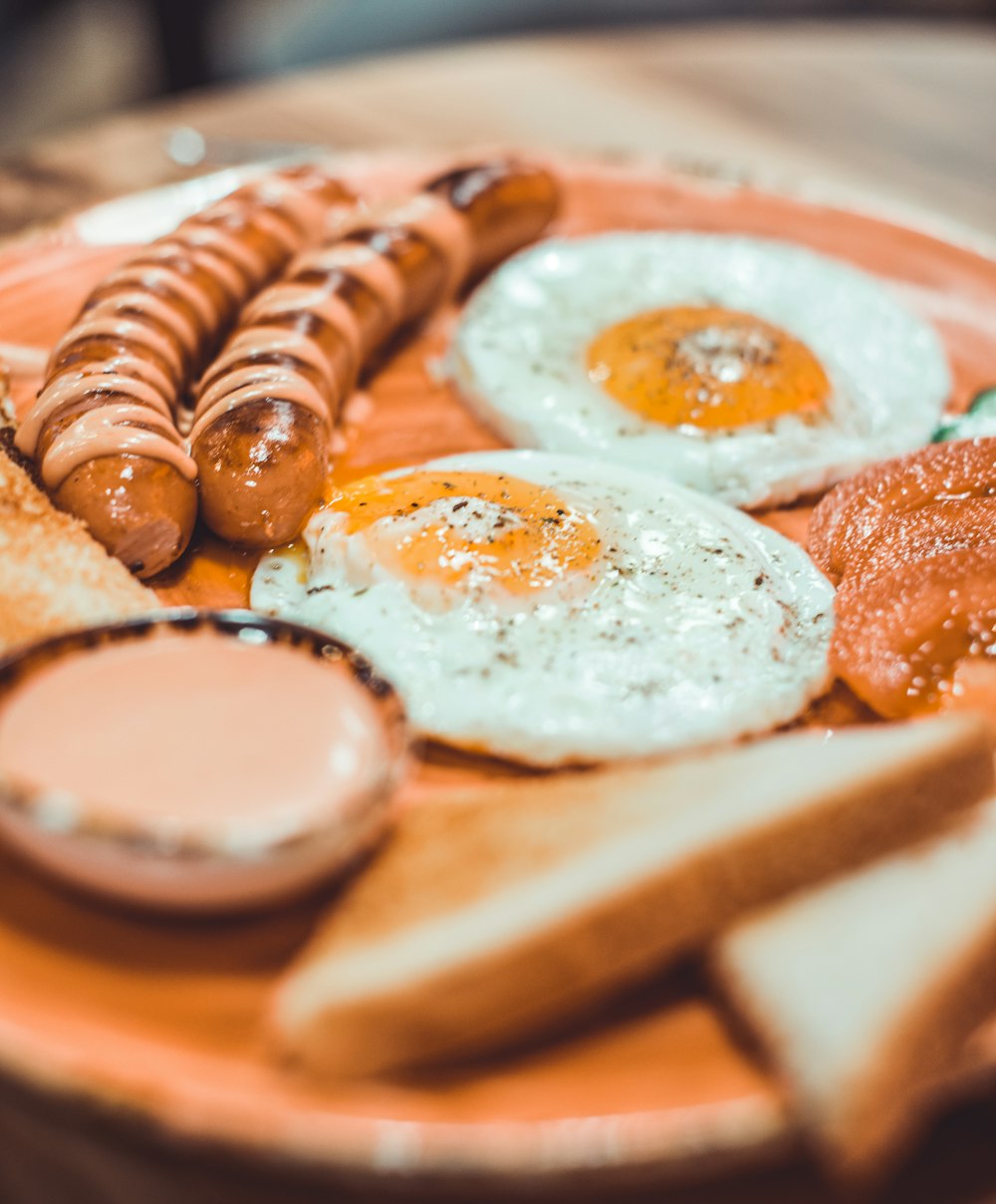 fried eggs and sausages