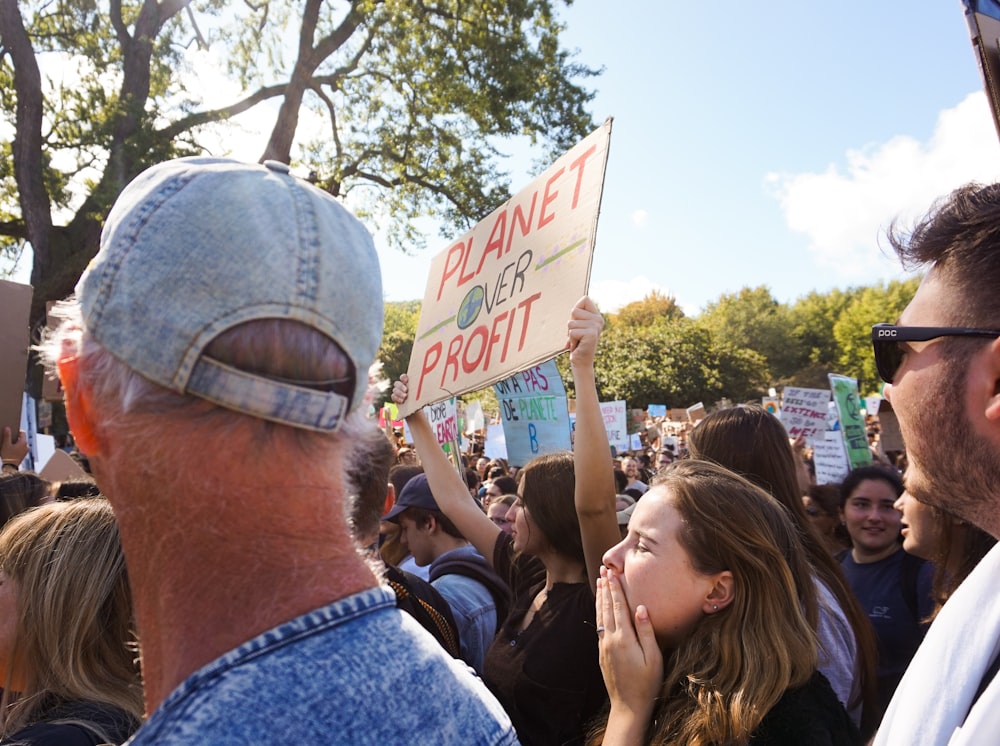 people holding banner