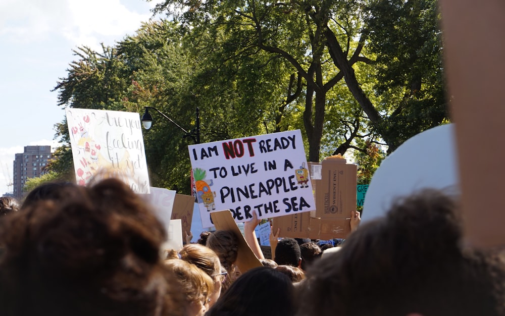 people holding banner