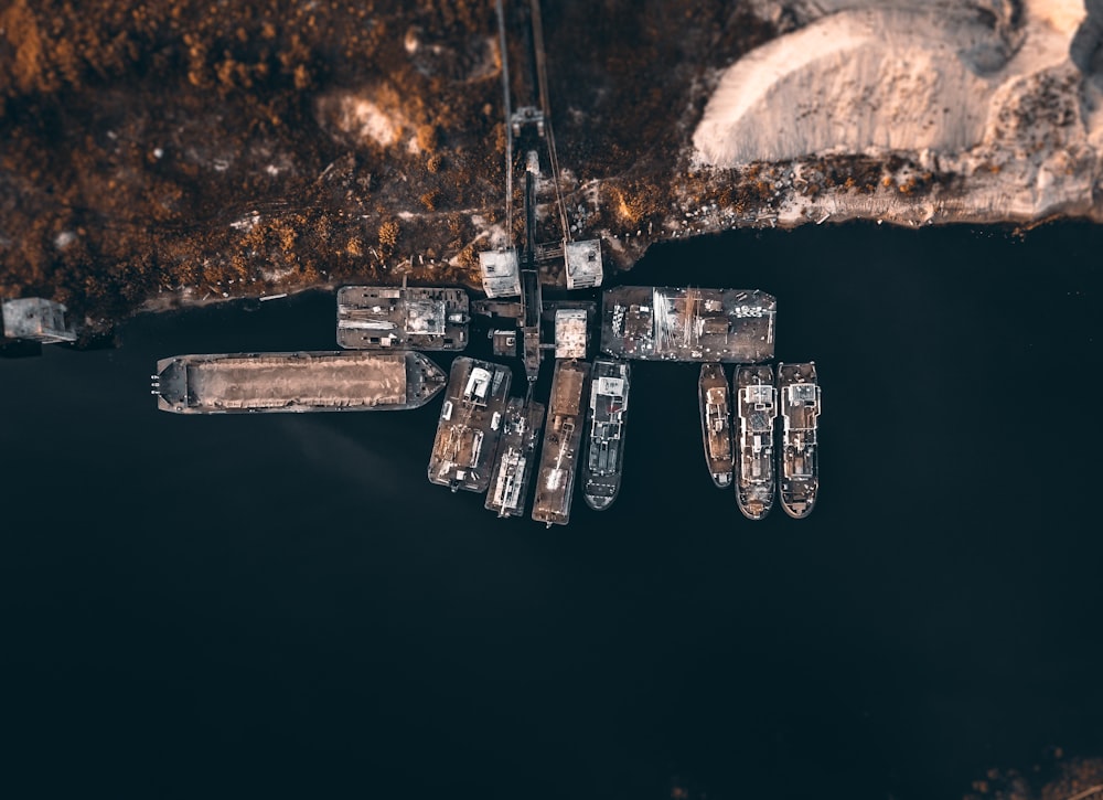 aerial photo of boats