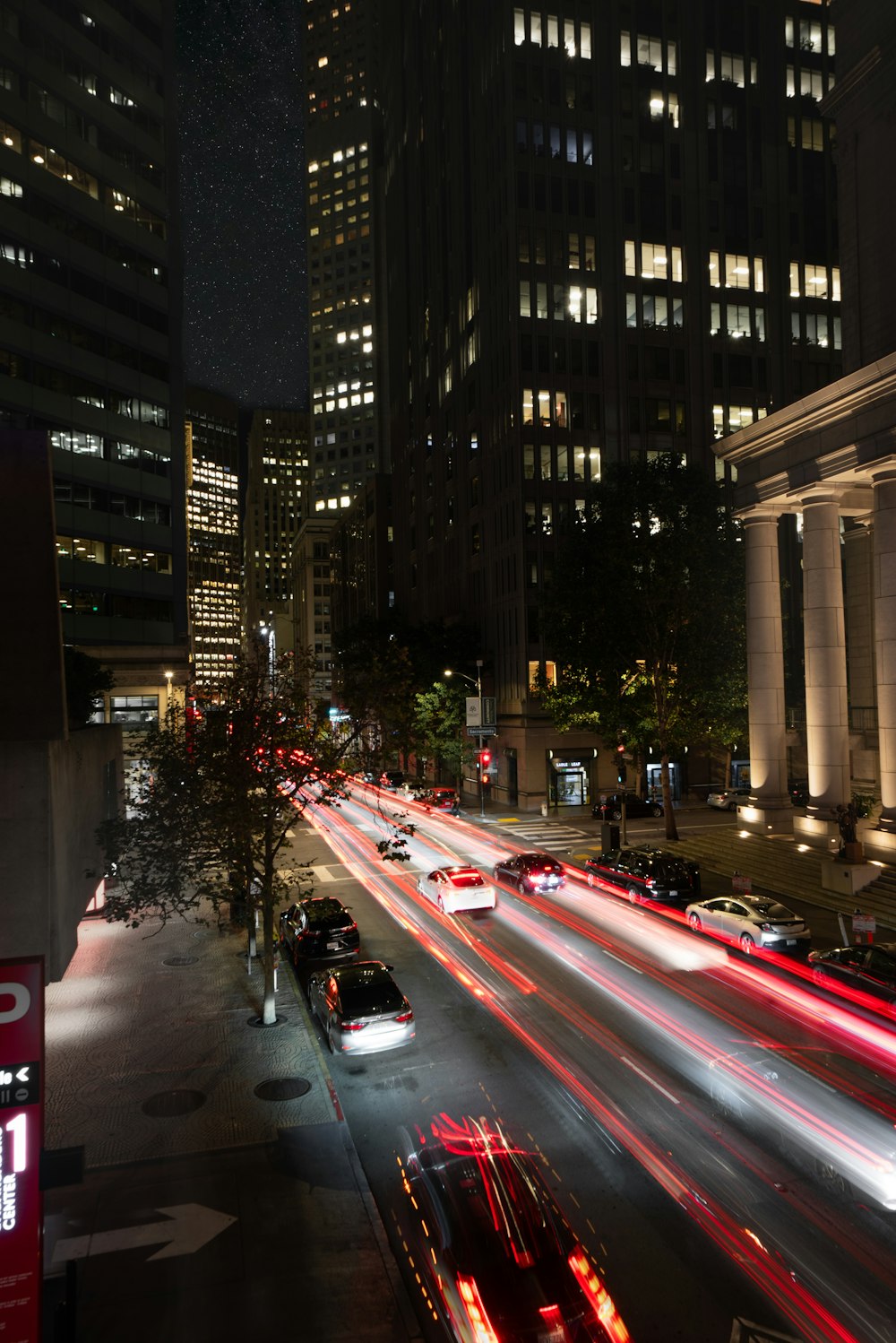 panning photo of cars on road