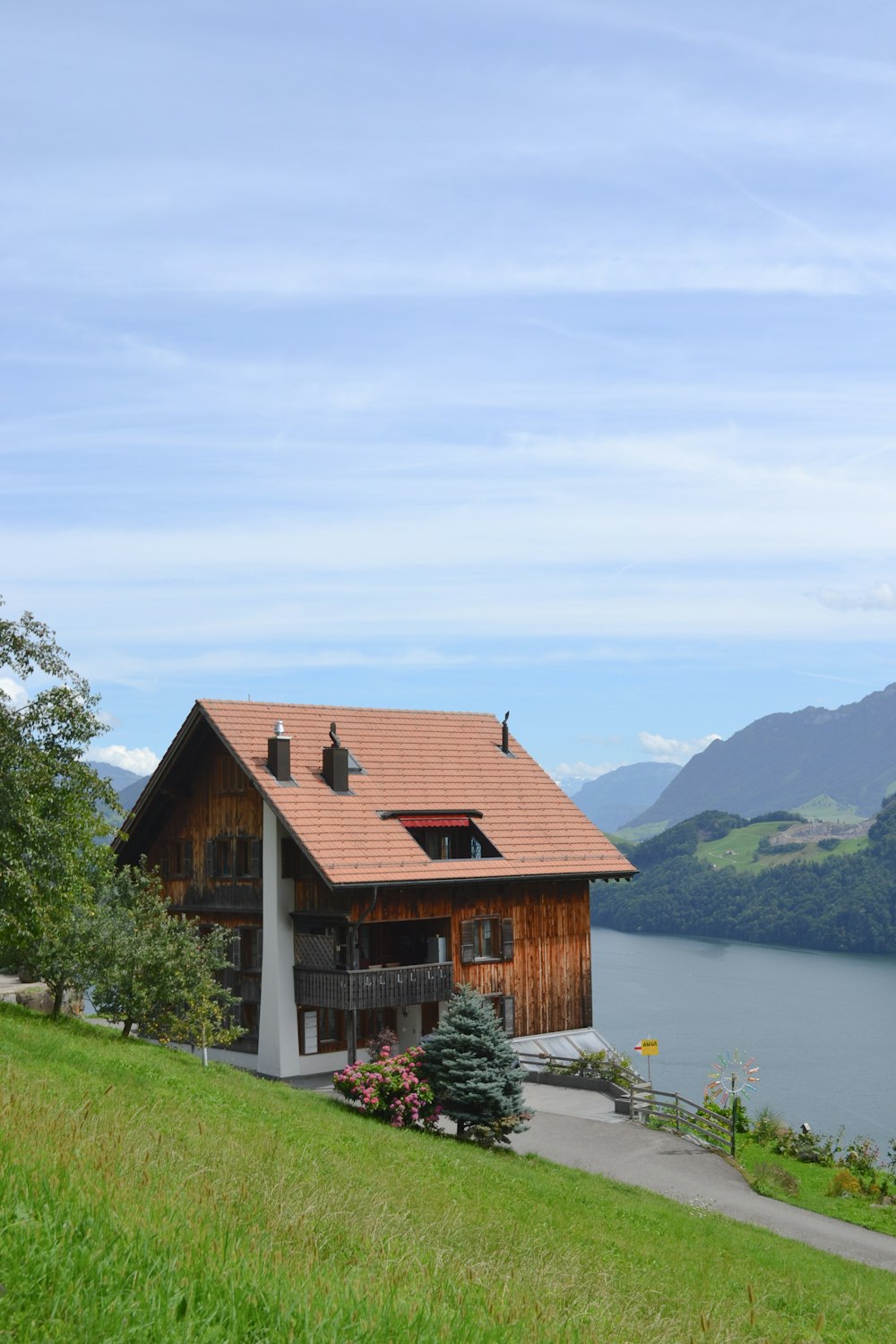 brown house by the river