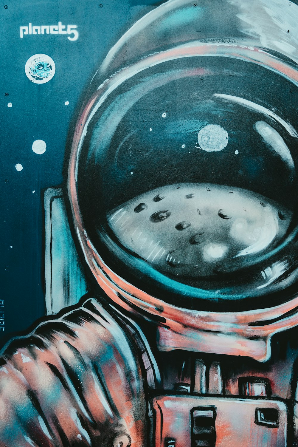 Una pintura de un astronauta en un traje espacial