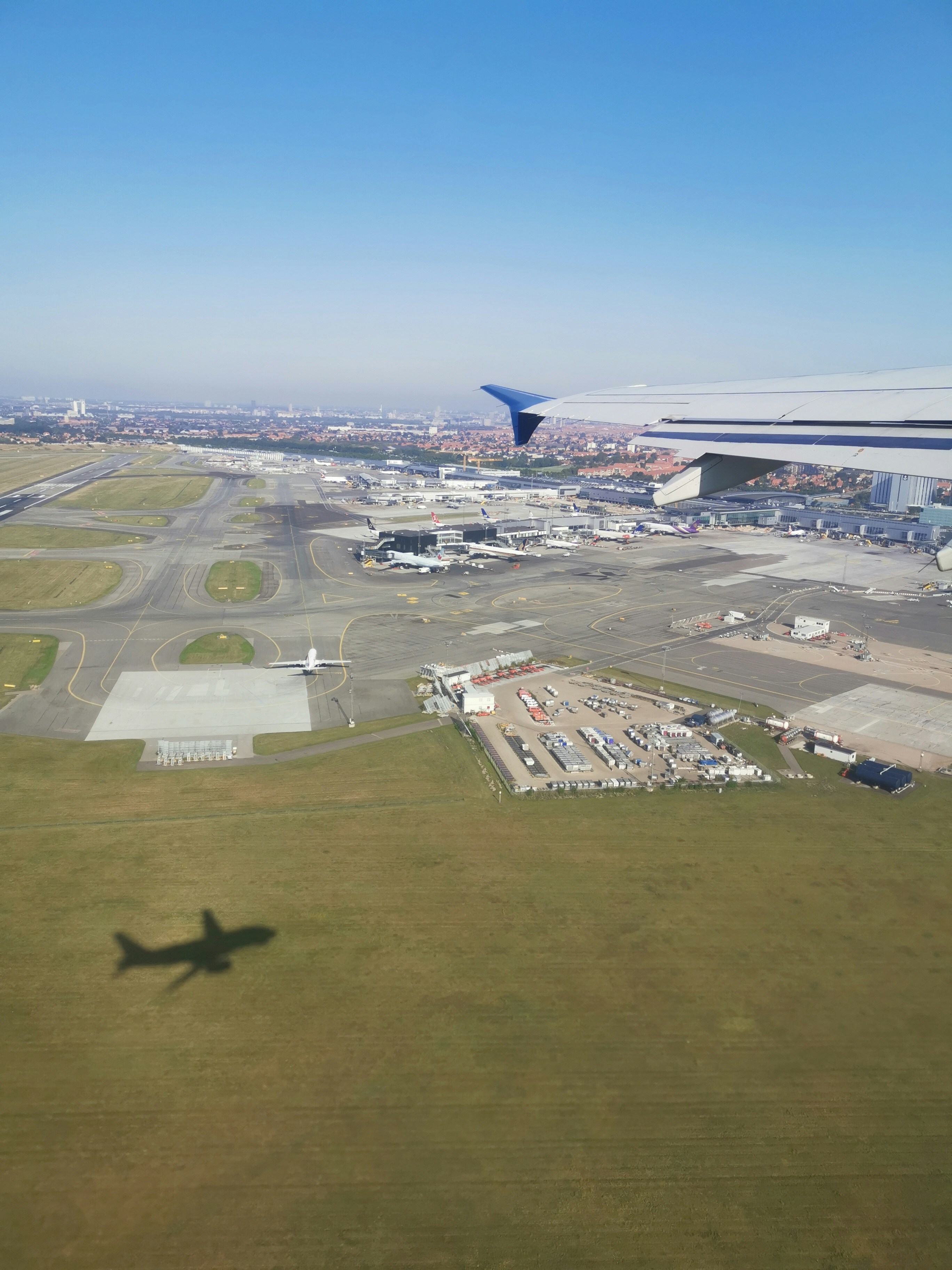 昼間の青と白の空の下、緑の野原付近の住宅の航空写真