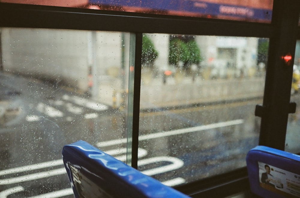 empty bus chair during rainy weather