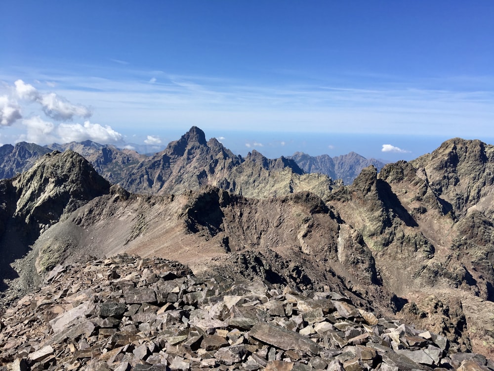 mountain range under clear blue sky