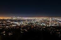 A panoramic view of Sydney cityscape at night with glowing skyscrapers.