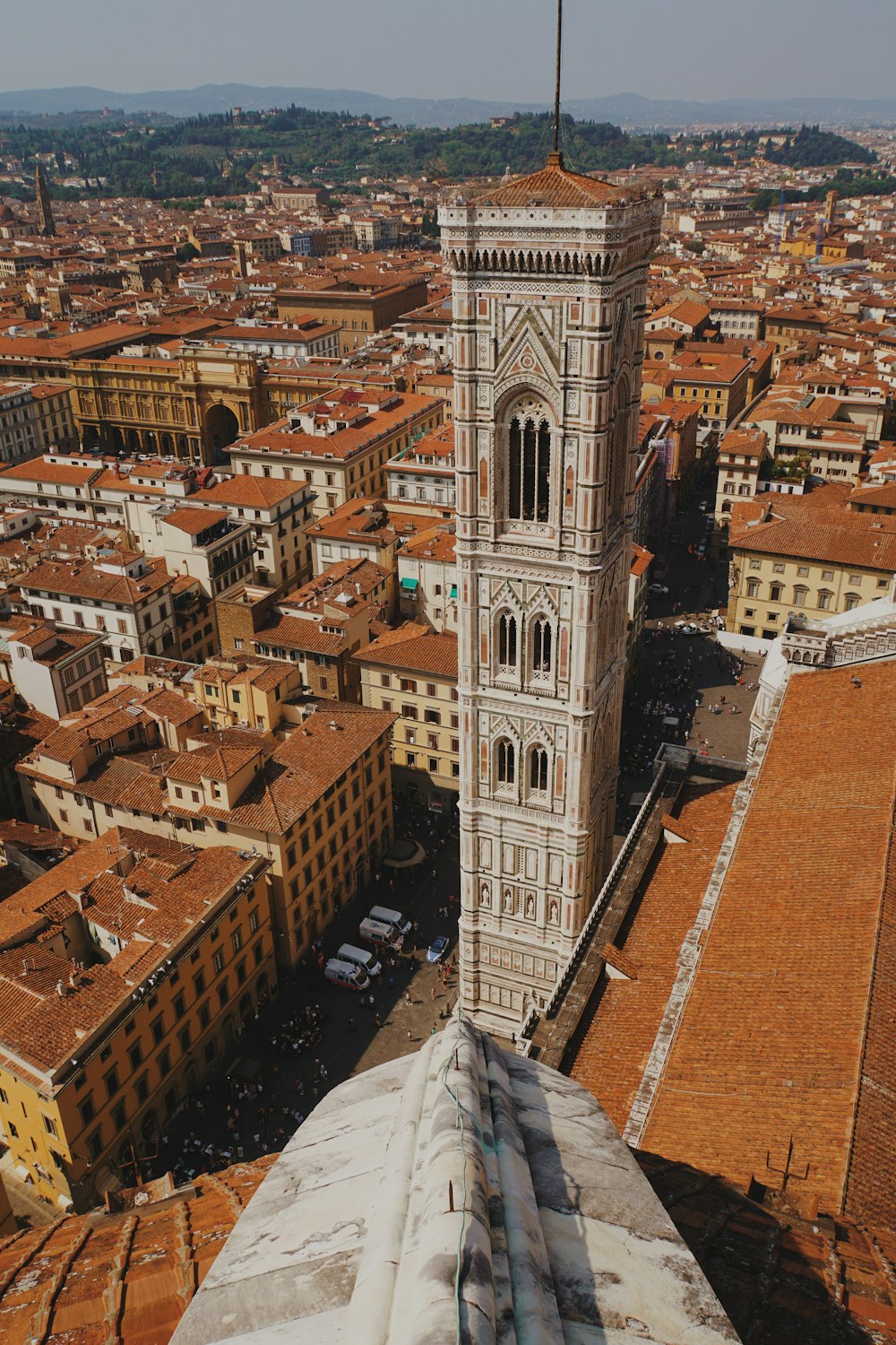 bird's eye view of a gray tower