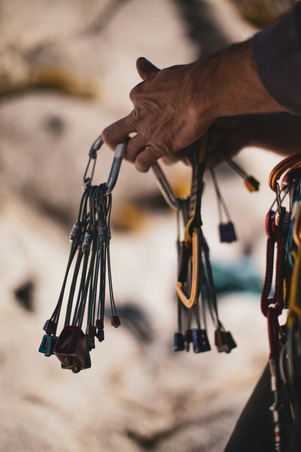 two gray carabiners