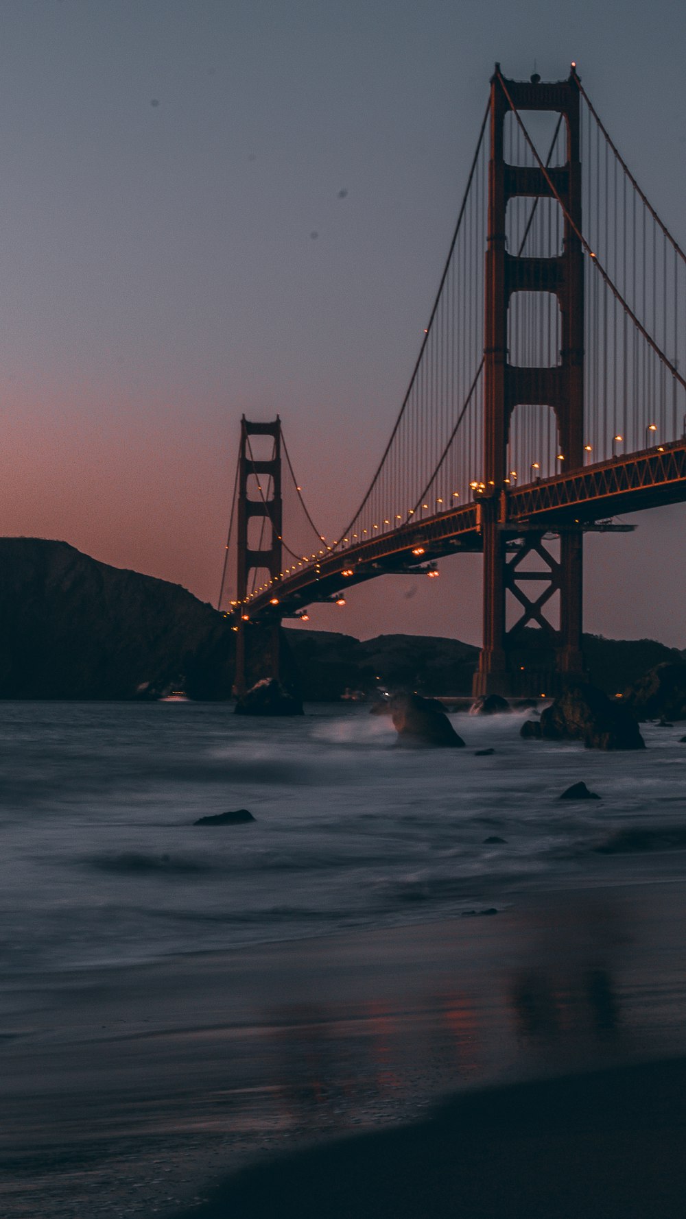 Golden Gate Bridge during twilight