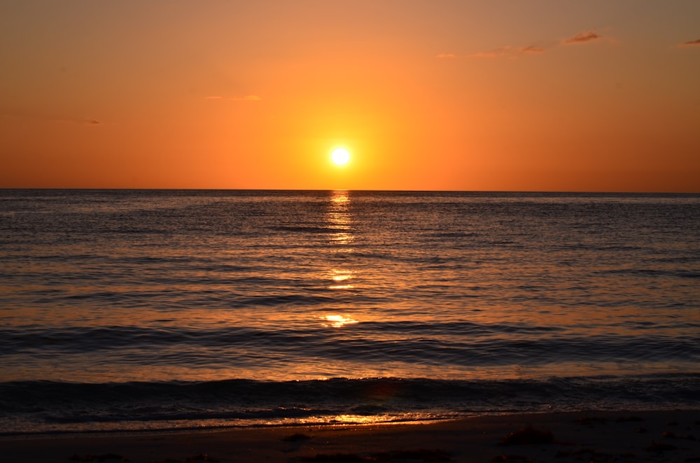 the beach at sunset