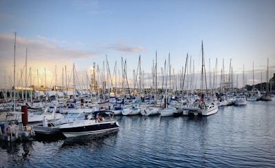 parked boats on river