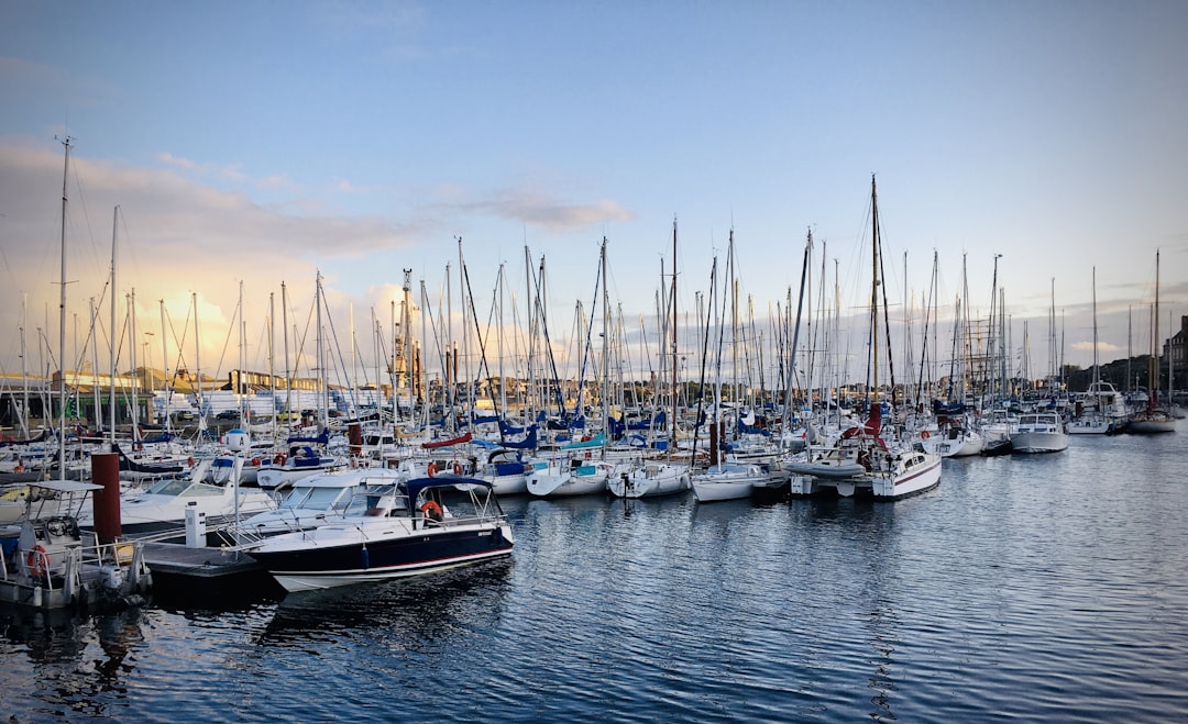 parked boats on river,