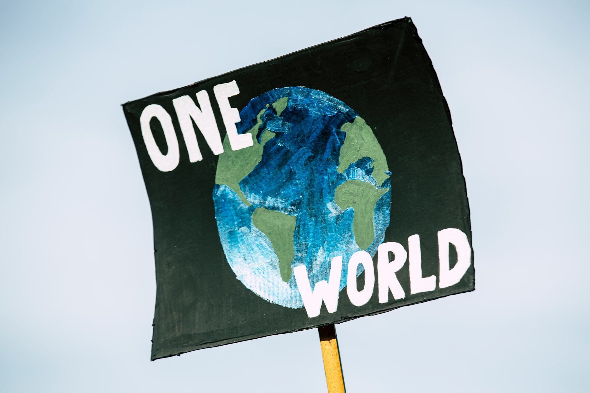 ONE WORLD. Global climate change protest demonstration strike - No Planet B - 09-20-2019
