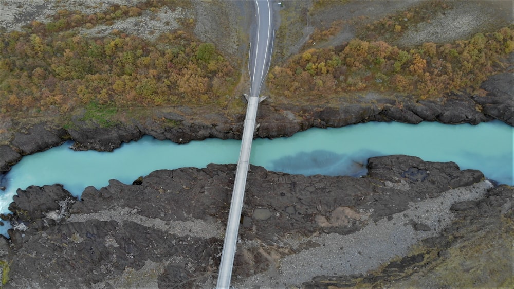 aerial photography of gray concrete bridge