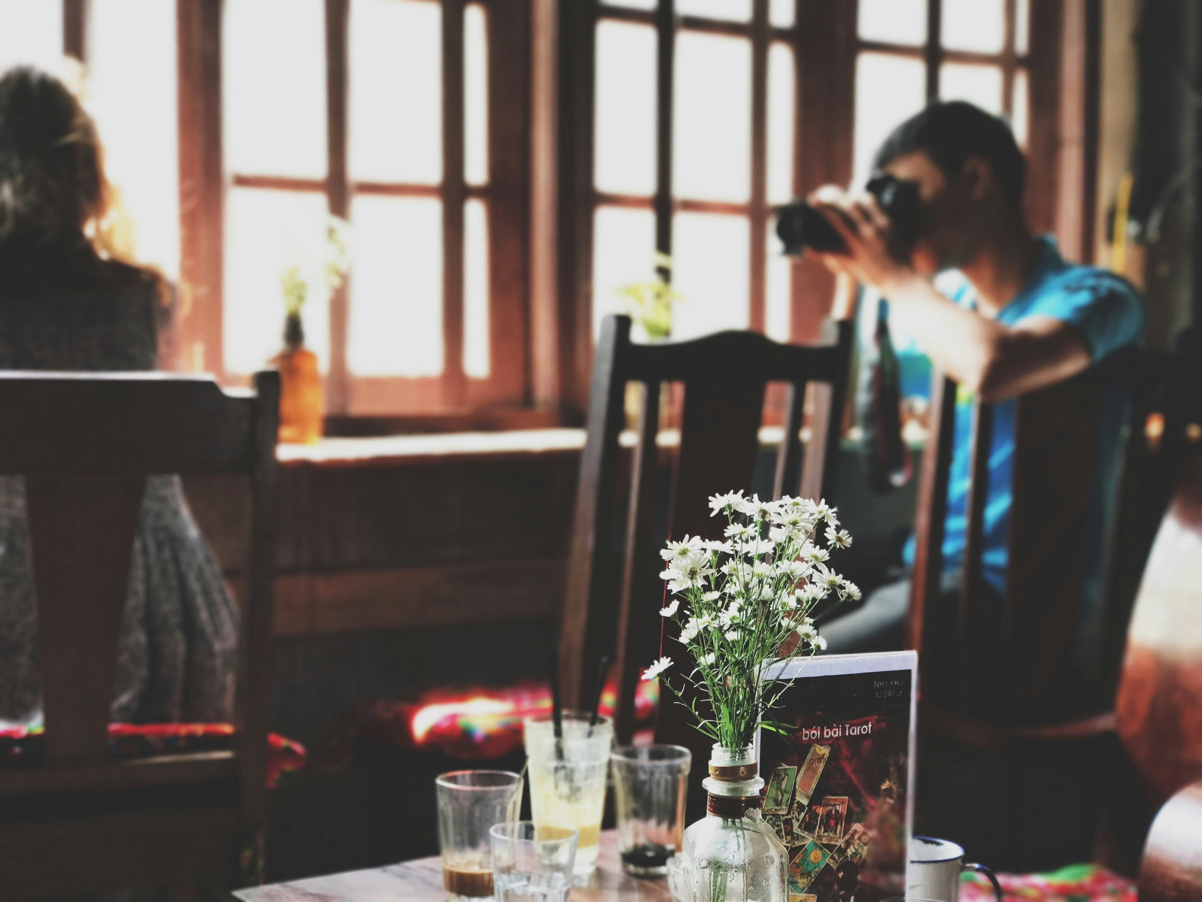Photographer reviewing work