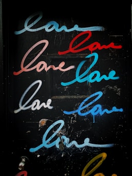 red and blue love texs