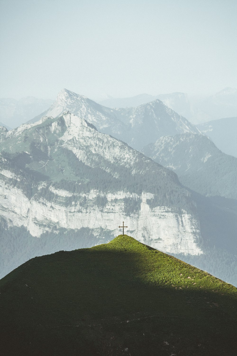 cross on top of mountain