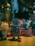 A collection of toys is displayed on a wooden surface, including a vintage-style robot with a square body and red feet, alongside an assortment of colorful figures and decorative items. The background is slightly out of focus, creating a cozy, cluttered atmosphere.
