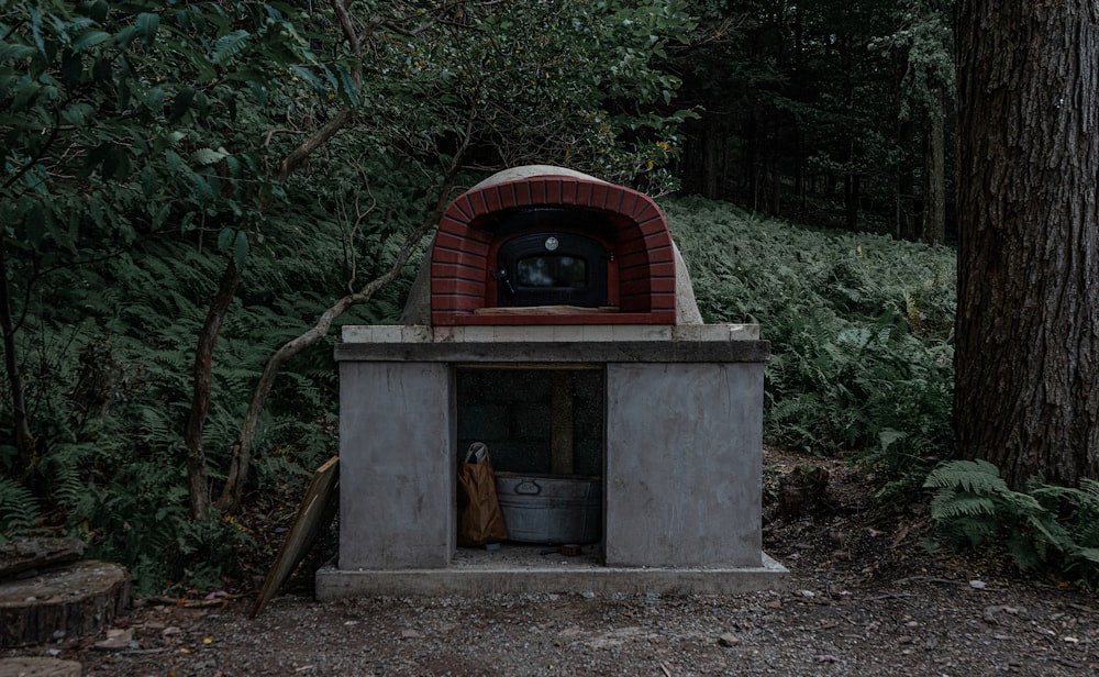 white and red concrete house near tree