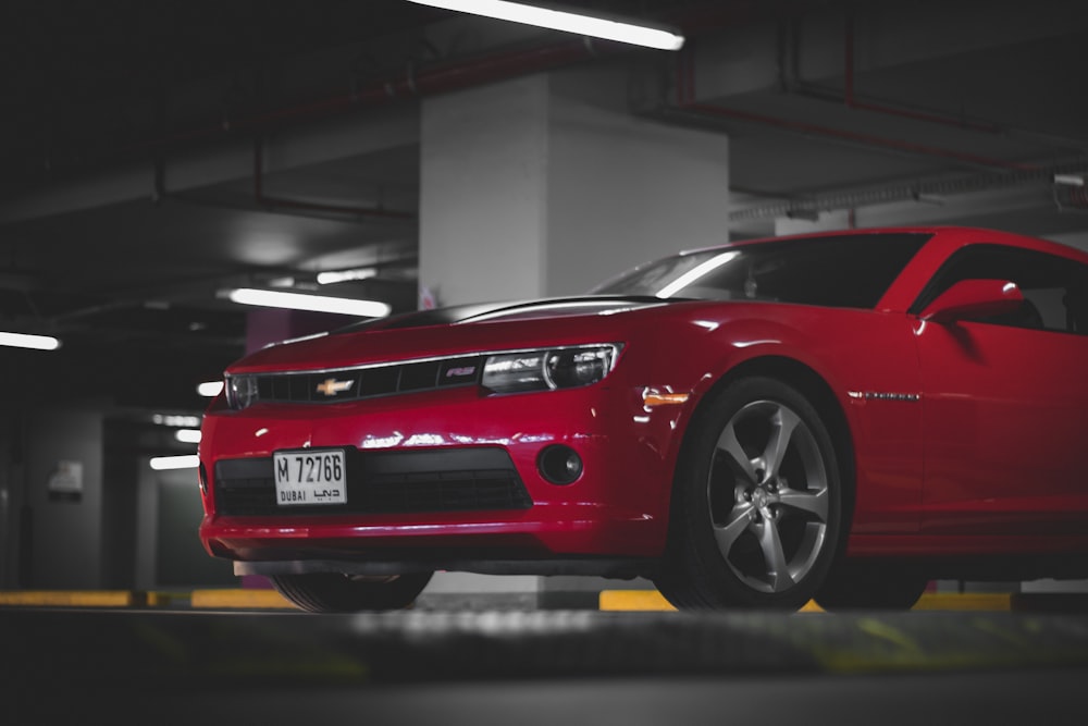 red Chevrolet vehicle