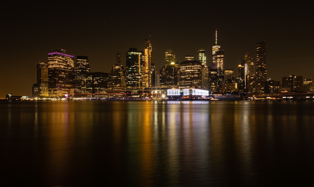 high-rise buildings at night