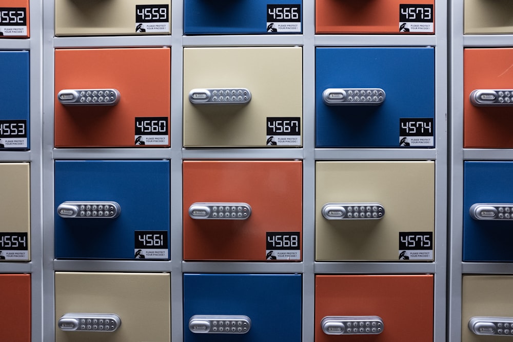 a bunch of lockers with different numbers on them