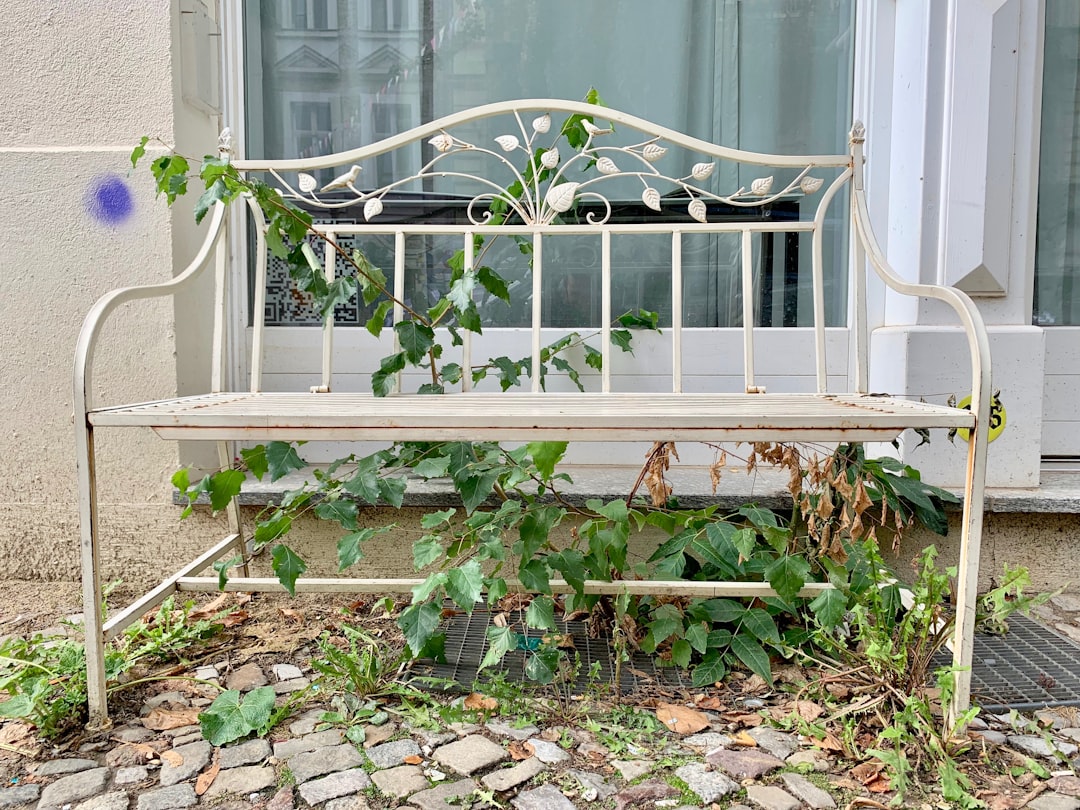 photo of white steel bench