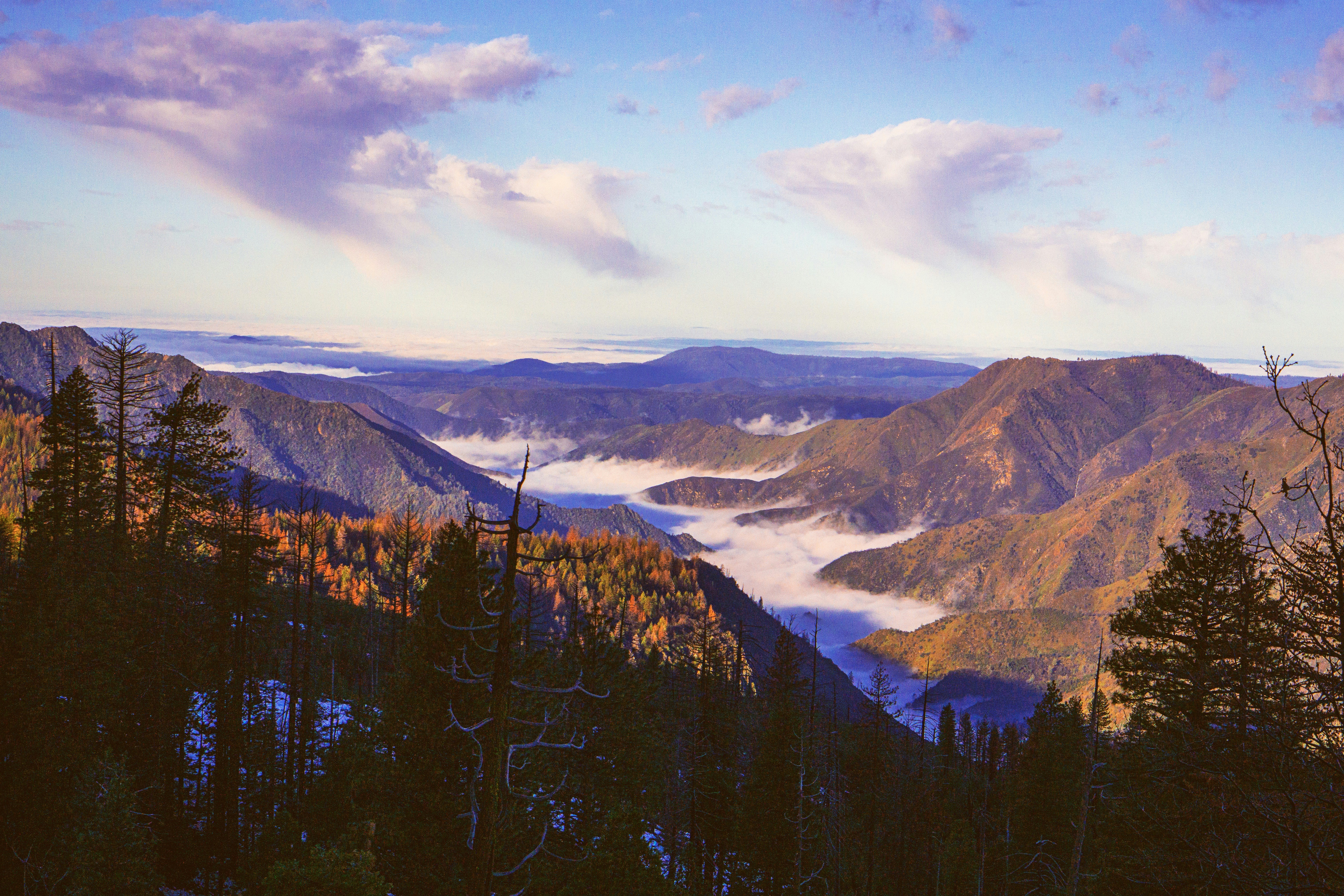 aerial photograph of mountain ranges