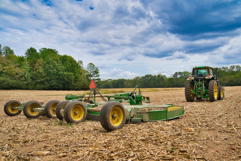 green tractor and green mower deck