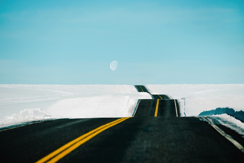 empty road under blue sky