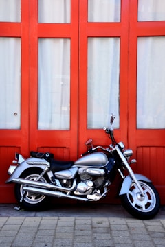 A completed motorcycle parked outside 548 Market St, San Francisco, ready for a test ride