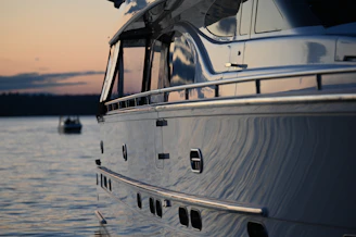 white and gray yacht