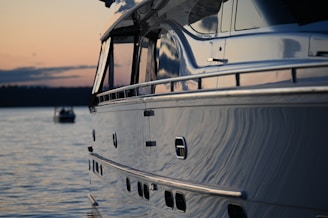 white and gray yacht
